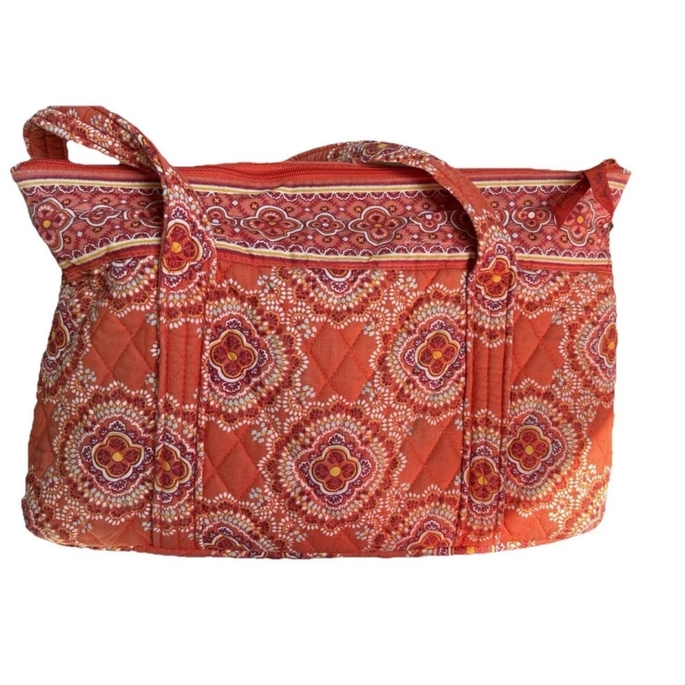 Vera Bradley Vibrant Orange Quilted Tote Bag with matching wallet​